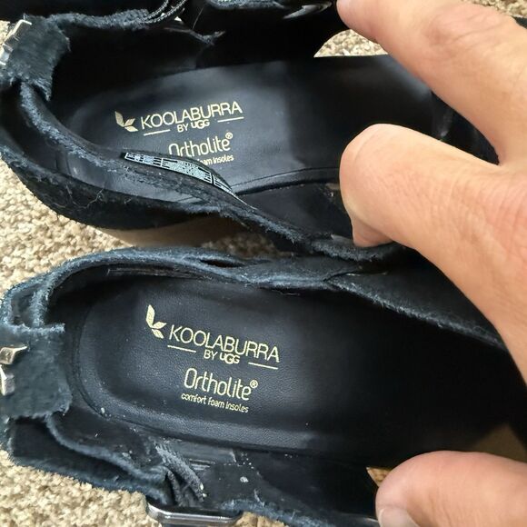 Koolaburra Suede Block Heel Shootie Sandal Kaiah Black Womens Size 9.5 M - Picture 7 of 10